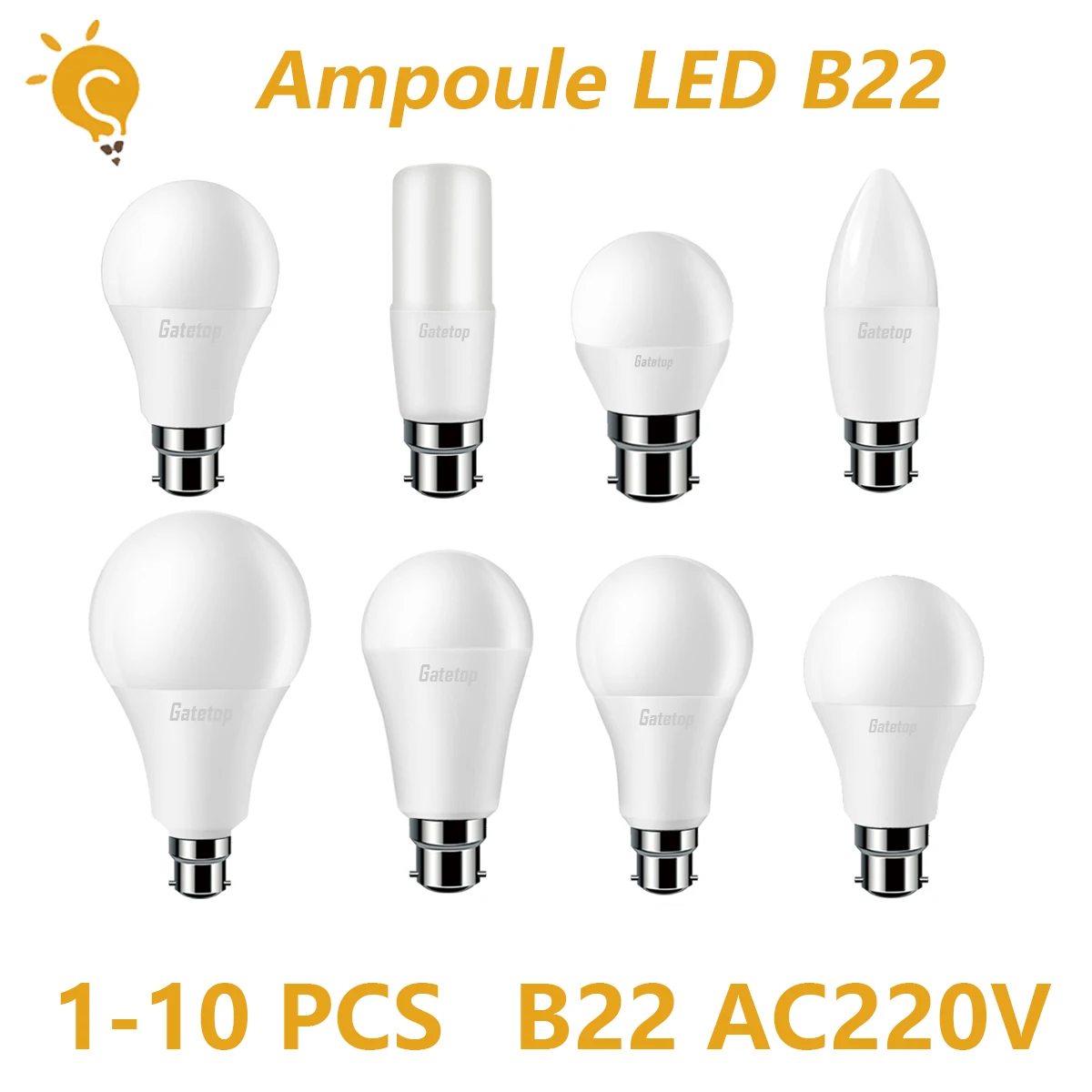 1-10Pcs B22 Led Lamp AC220V Licht Echte Macht 9W 15W 18W 24W Warm wit Licht Lampada Voor Thuis