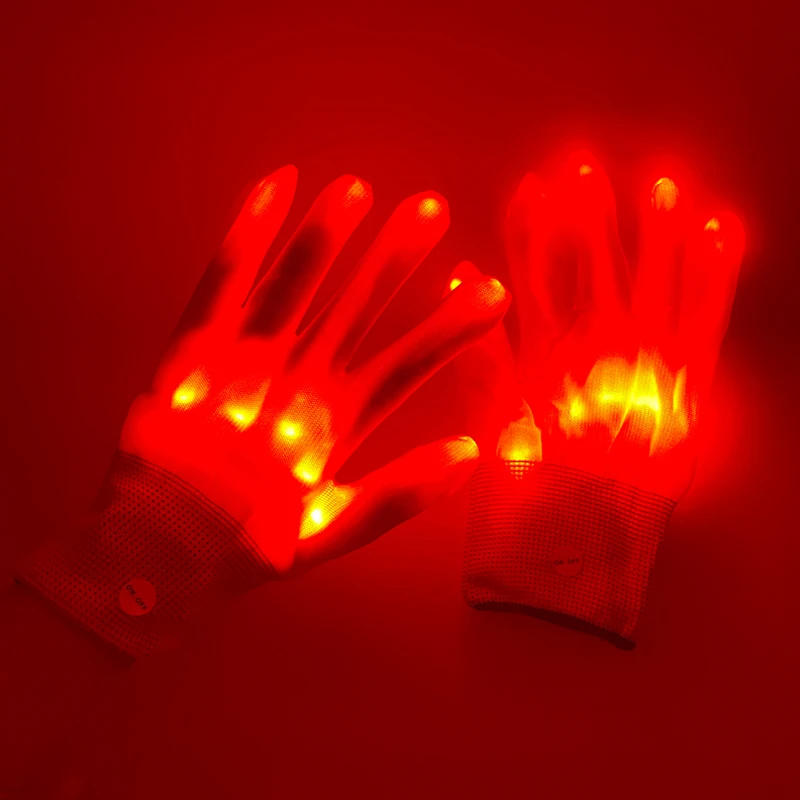 1Pair LED Gloves Halloween Skull Finger Gloves Rave Costume For Stage Show Performance Halloween Party Skeleton Cosplay Props
