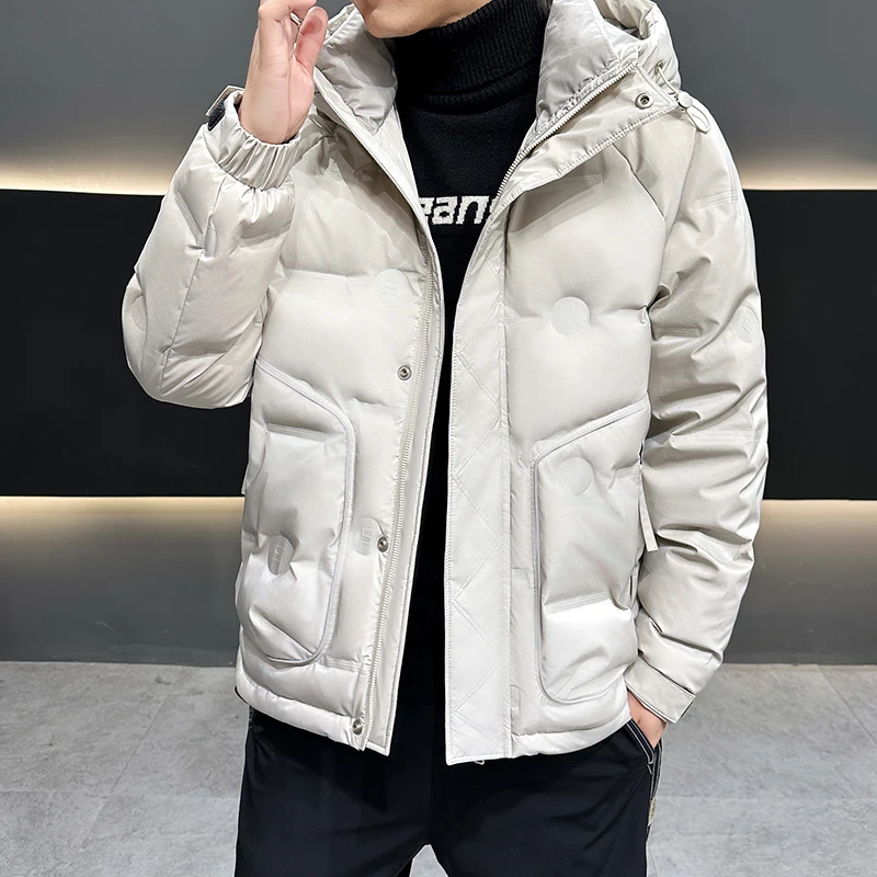 Casual 2024 Autumn Winter Warm Hooded Duck Down Jackets Outdoor Wear Loose Windproof Top Puffer Coat Solid Down Garment Clothing