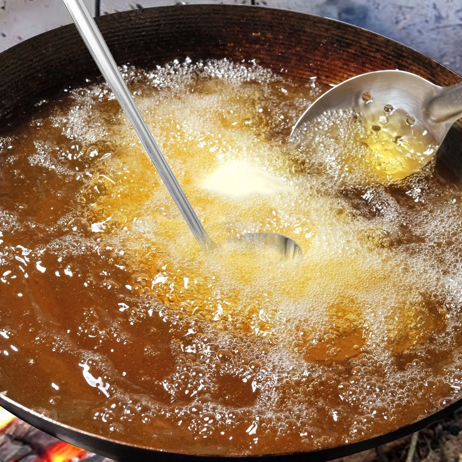 

Stainless Steel 50Ml Deep Spoon with Hook for Serving Soup Stew Porridge Hot Pot Ladle Long Handle Kitchen Tool for Home and