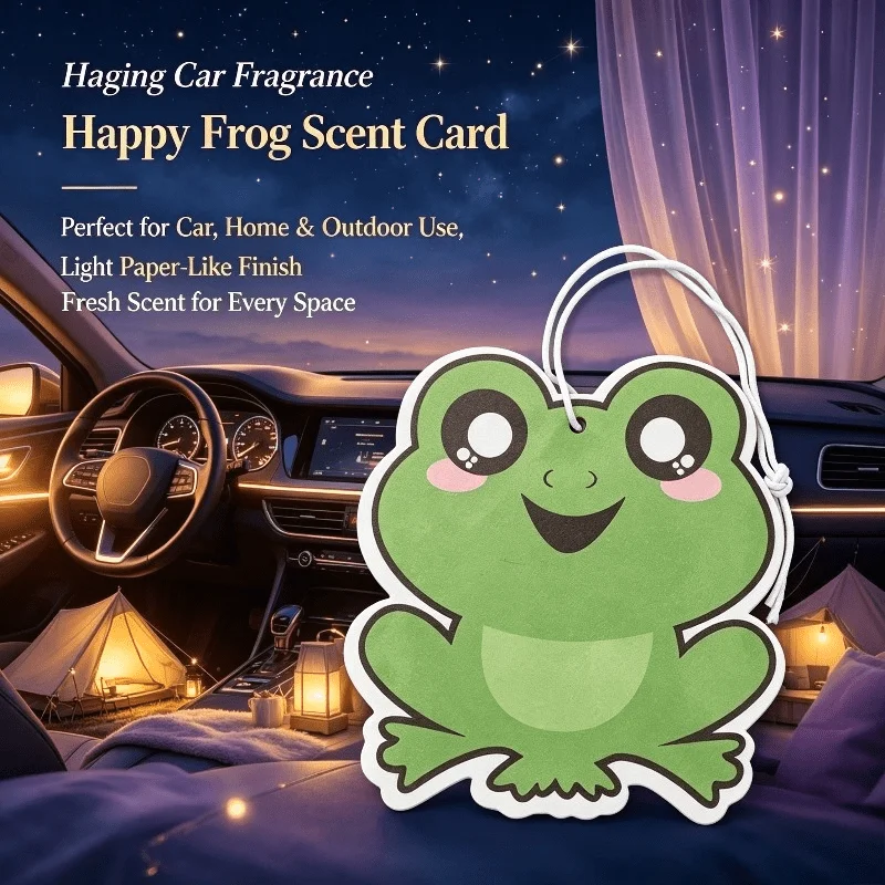 Car Air Freshener Cute Green Frog Hanging Scent Card for Car Rearview Mirror Decor Ornament Gift