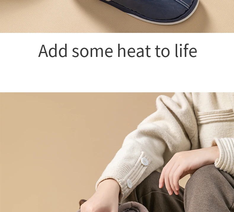 Herren Winter PU-Leder Wasserdichte Geschlossene Warme Hausschuhe, Slip-On mit Dickem Plüschfutter, Rutschfeste Weiche Sohle, Gemütliche Hausschuhe – Detail 14