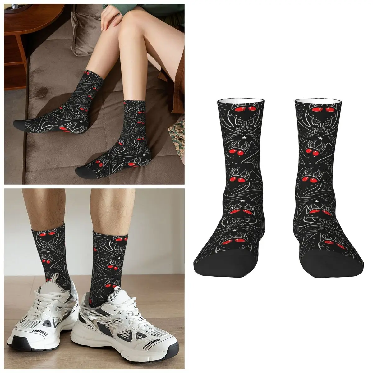Cute Mothman Design Socks Harajuku High Quality Stockings All Season Long Socks Accessories for Man's Woman's Birthday Present