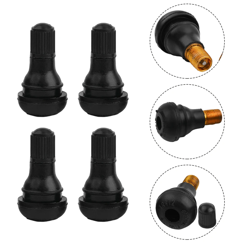 4pcs TR412 Snap-in Car Tubeless Tyre Valve Stems Rubber Copper Vacuum Tire Air Valve For Auto Motorcycle Air Valve Accessories