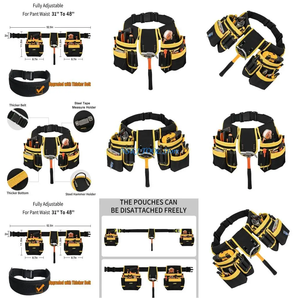 Paquete herramientas tela Oxford gruesa multifuncional L8RC, paquete reparación electricista