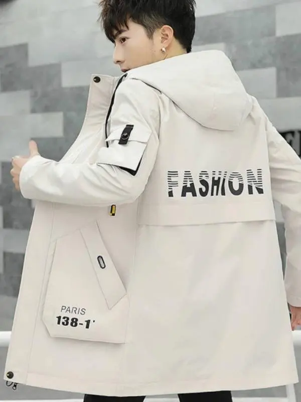 

Мужская демисезонная куртка средней длины с подкладкой, утепленная, в корейском стиле, для молодежи и студентов, хлопковая, с капюшоном, верхняя одежда