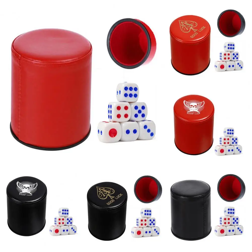 Standard Dice Cup Silent Shaking Dice Cup Set Noise-free Gaming with Felt Lining Diameter Cup 6 Dice for Liars Farkle Yahtzee