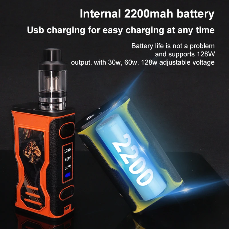 Oryginalny M3 128W zestaw Vape do elektronicznego papierosa 1800mah wbudowany opakowanie na baterie Mod z 3ml Tank Vaper parownik W kształcie