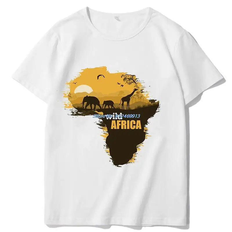 Africa Wild Map African Map Shirts Graphic T Shirts Summer Harajuku Oversized Tops Tee Short Sleeve T-Shirts Mens Clothes