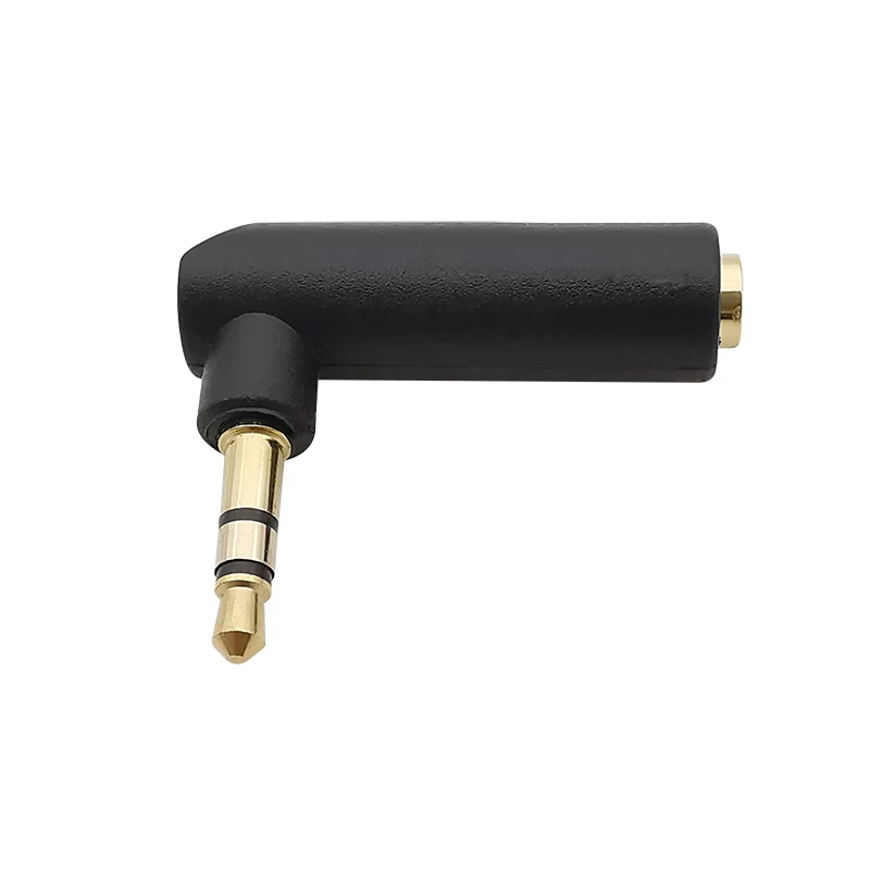 1 szt. Kątowy 3.5mm 3-biegunowy żeński do 3.5mm męski korek Audio Stereo złoty platerowane złącze 90 stopni L kształt Adapter gniazda Jack