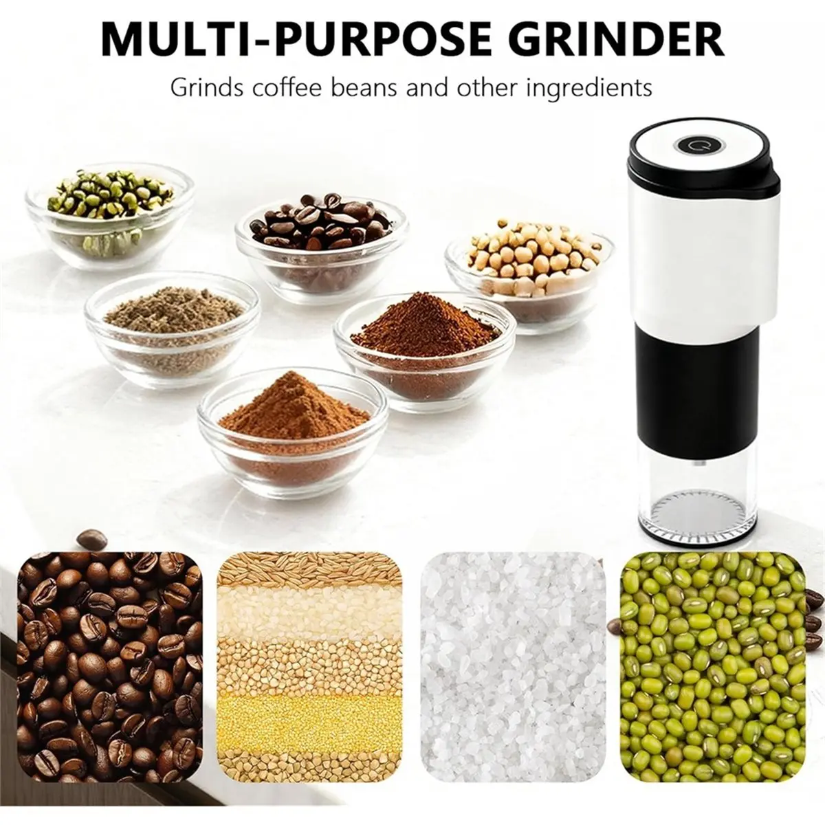 

(AIMA) Portable Electric Coffee Grinder,Automatic Coffee Grinde,Adjustable Coarse to Fine for Coffee Beans,Grains