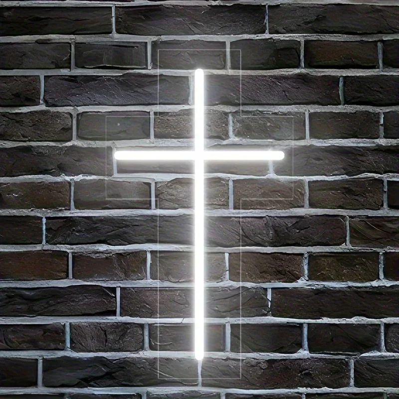 esus Cross Neon Sign Home Decor LED Neon Sign White Wall Decor Wedding Birthday Party Sign Easter Decoration Gifts For Friends