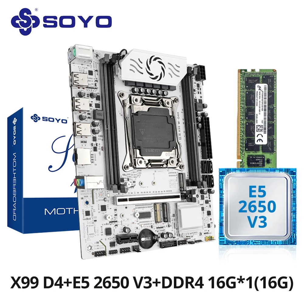 

Комплект игровой материнской платы SOYO X99 с процессором Xeon E5 2650 V3 и памятью DDR4 16G * 1 2133 МГц NVME PCIE3.0 SATA для хоста настольного компьютера