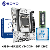 SOYO X99 Gaming Motherboard Kit with Xeon E5 2650 V3 CPU & DDR4 16G*1 2133MHz Memory NVME PCIE3.0 SATA for Desktop Computer Host