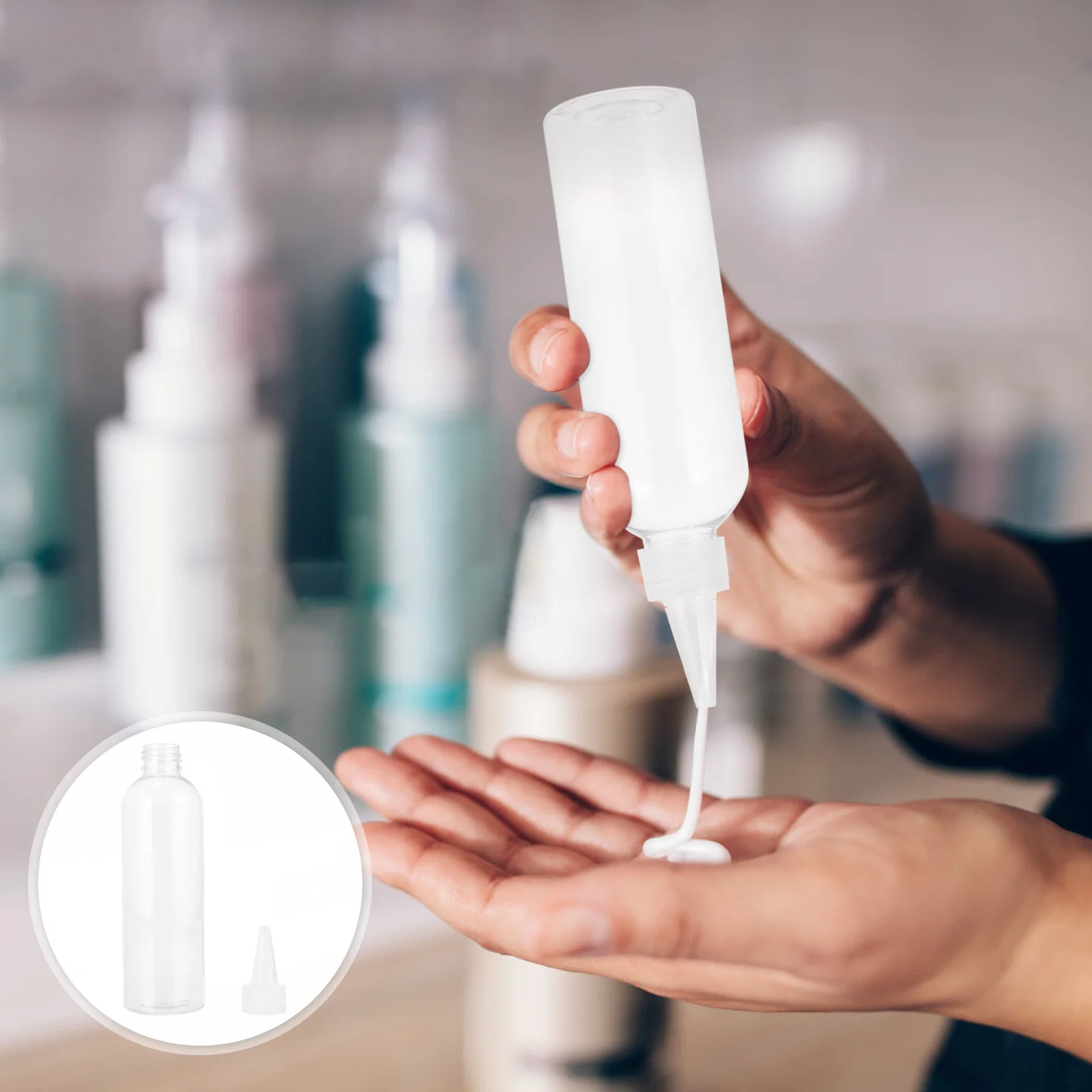 10pcs Plastic Bottles 200Ml Pointed Tip Squeeze Bottle For Hair Dye Lotion Cosmetics Applicator Refillable Portable Dispenser