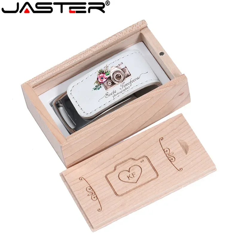 JASTER custom Company Logo usb 2.0 Flash pen drive 64GB 32GB 4GB 8GB 16GB Pendrive Leather Usb+Box (over 10 pcs free logo)