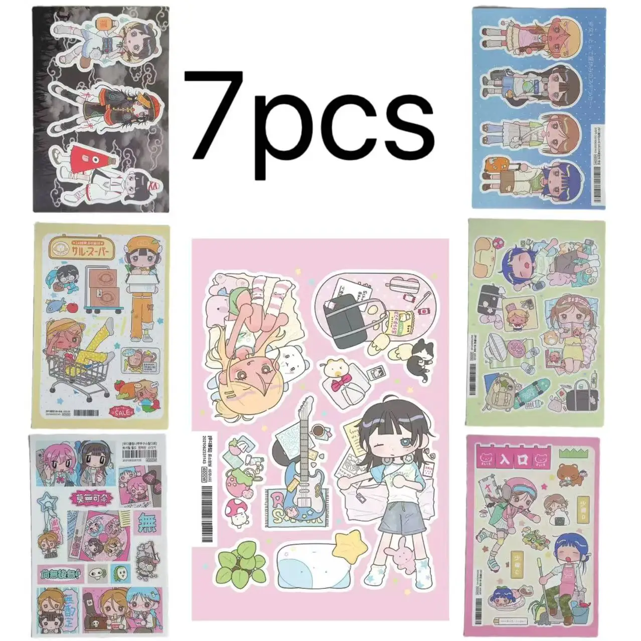 Pegatina de chica Shibuya japonesa bonita y dulce, pegatinas Y2k de dibujos animados Kawaii coreanos, pegatina decorativa para álbum de recortes diario de cuenta de mano