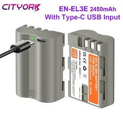 2450mAh EN-EL3e EN-EL3E EN EL3E Battery With Type-C USB Input For Nikon D100 D200 D300 D300S D700 D800 D30 D50 D70 D70s D80 D90