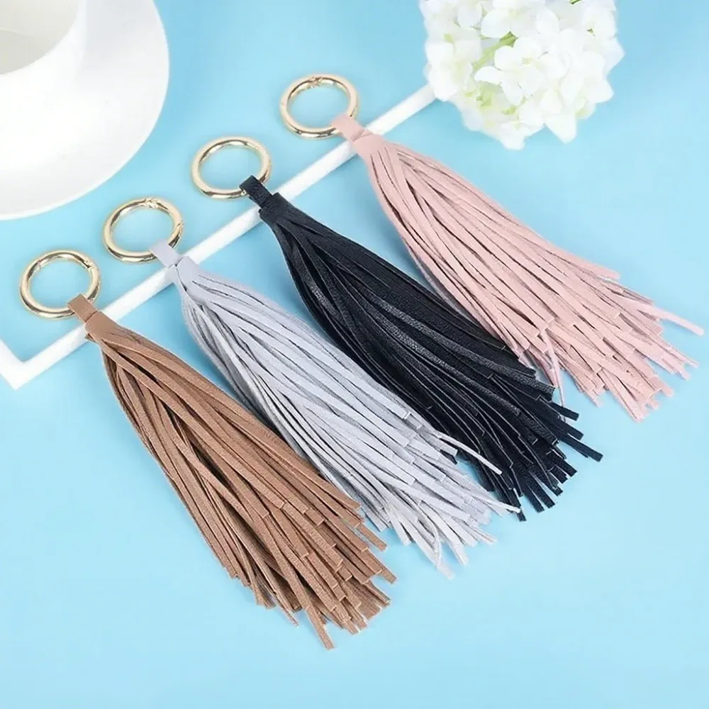 

New Creative PU Leather Tassel Keychain Fashion For Women Bag Pendant Custom Key Chains Small Car Keyring Gift