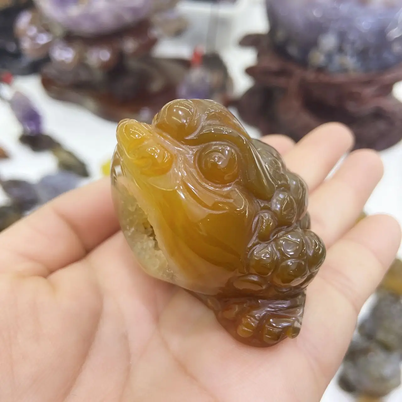 Natural Statues Natural Stone Room Decor Hand carved Reiki Energy Stone agate Toad Healing Crystal Aquarium home decor