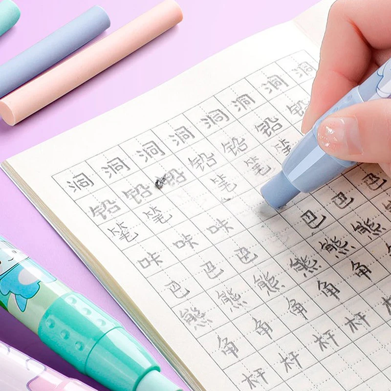 1Set/4PCS Retractable Pushable Eraser Student Drawing Design Office Eraser No Crumbs Do Not Leave A Mark Creative Push Type