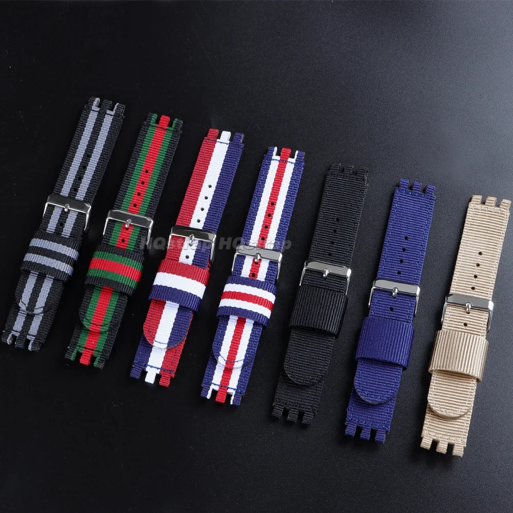 Nylon Strap for SWATCH Replacement Watch Band 17mm 19mm 20mm Canvas Universal Wristband for Men Women Sport Fabric Bracelet image 3