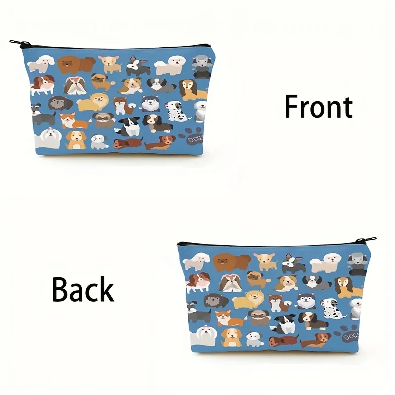 1pc Cartoon Dog Cosmetic Bag Spacious Travel Makeup Bag with Portable Zipper Pouch Easy Access Toiletry  for Women Daily Use