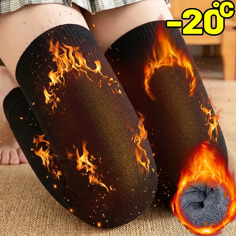 Winter Thermal Leg Warmers Knitted Long Boot Sock Anti Slip Thigh High Knee Sleeves for Outdoor Cycling Hiking Casual Streetwear