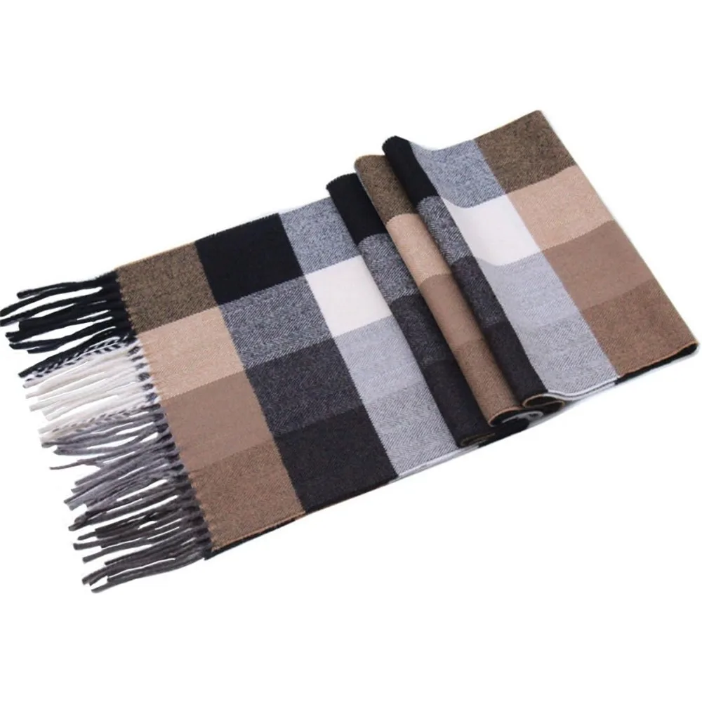 Lucky Leaf Women Men Winter Luxury Cozy Wool Warm Tartan Checked Plaid Wrap Scarf