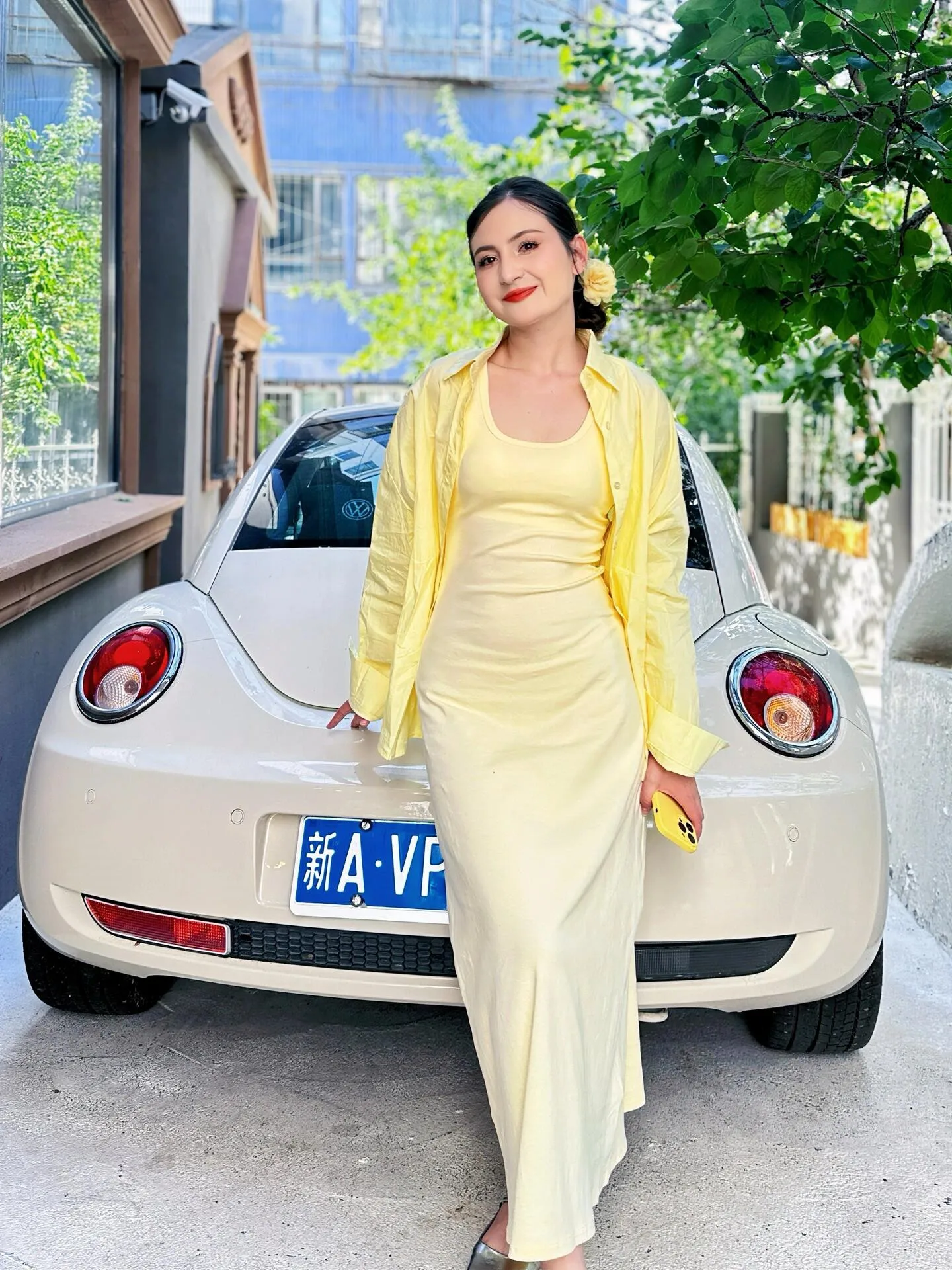 Yellow  Collar Long Sleeve Shirt Vest Dress Women's Spring Summer Age Reducing White Enhancing Two-Piece Set Fashionable ...