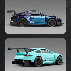 1:32 Alloy Diecast GT3 RS Toys Cars Models Wheel Pull Back 4 Doors Opened Supercar with Light Sound Sports Car Child Adult Gifts