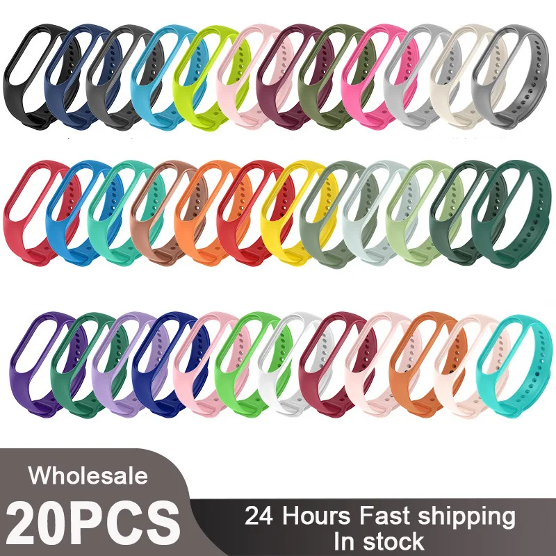 20Pcs/Pack Strap for Mi Band 8 Silicone Bracelet for XiaoMi Band 5 6 7 Xiomi Xiami Wrist Strap Man Women