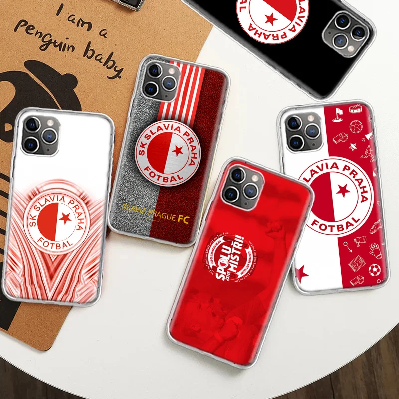 Sk Slavia Praha Czech Republic Case for iPhone 12 13 Mini 14 Plus 15 16 Pro Max 11 X XS Max Clear TPU Protective Phone