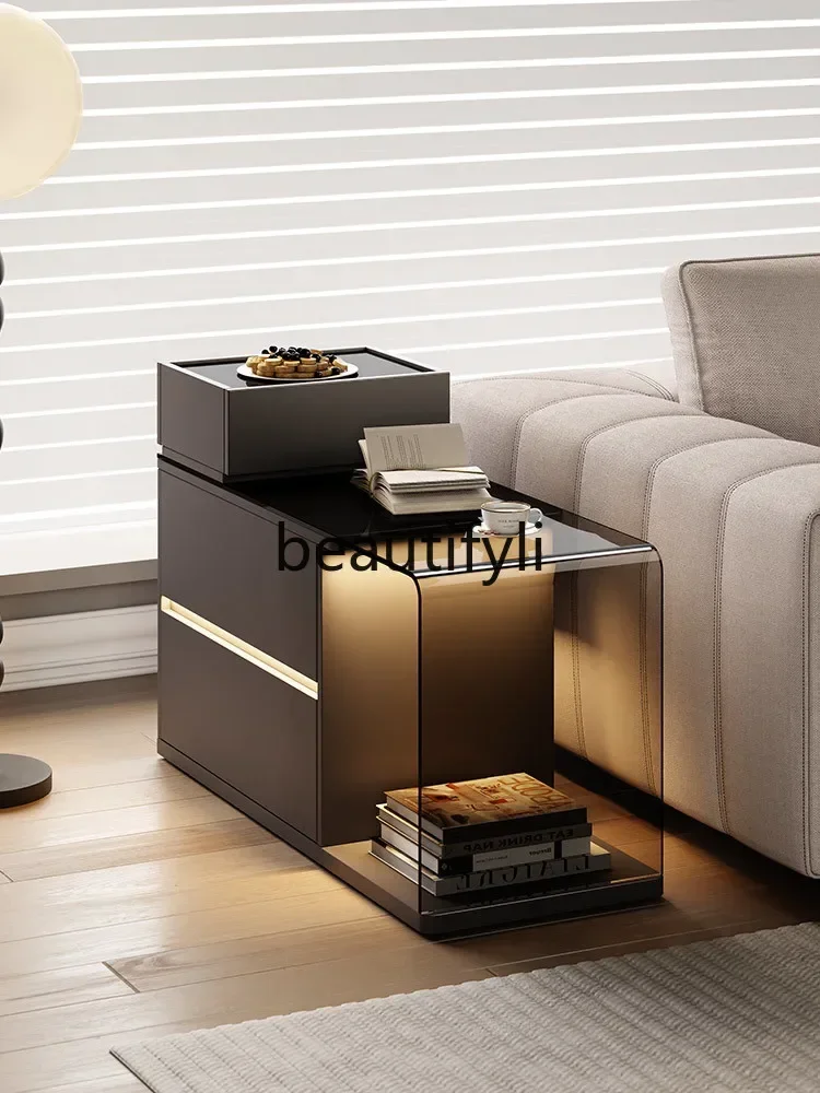 

SS Italian sofa, side cabinet, light luxury, high-end sense, creative side table, movable corner table in living room