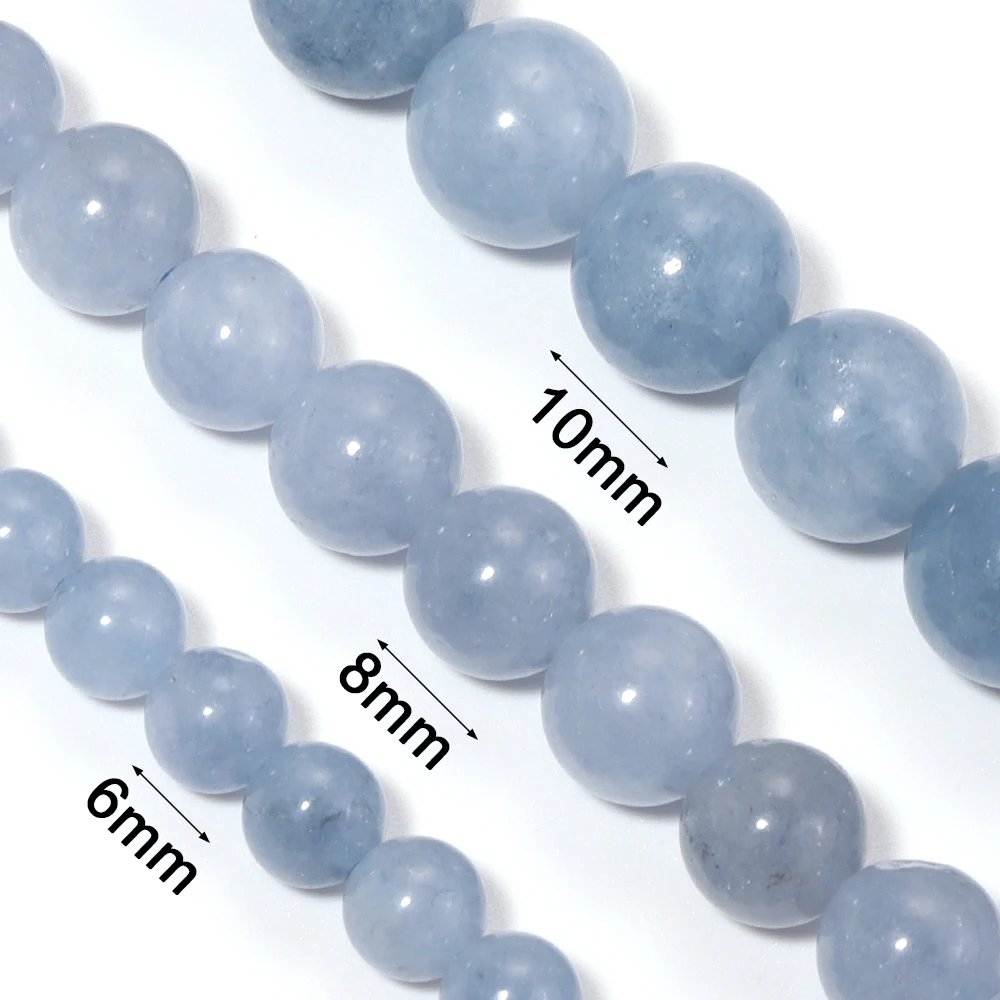6/8/10mm Natural Stone Blue Angelite Beads Round Loose Gemstone Beads For Jewelry Making DIY Bracelets Necklace Accessories