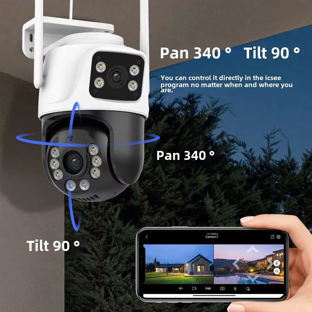 

Система видеонаблюдения 8MP 4K10CH POE NVR с Wi-Fi, PTZ-камерами и двумя объективами, IP-комплект с записью звука, защита CCTV, приложение XMEYE