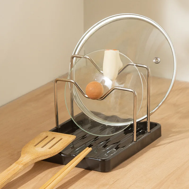 Double Layer Storage Rack Sturdy Two Row Lid Organizer Kitchen Utensil Holder Corrosion-Resistant Stainless Steel Pot Lid Rack
