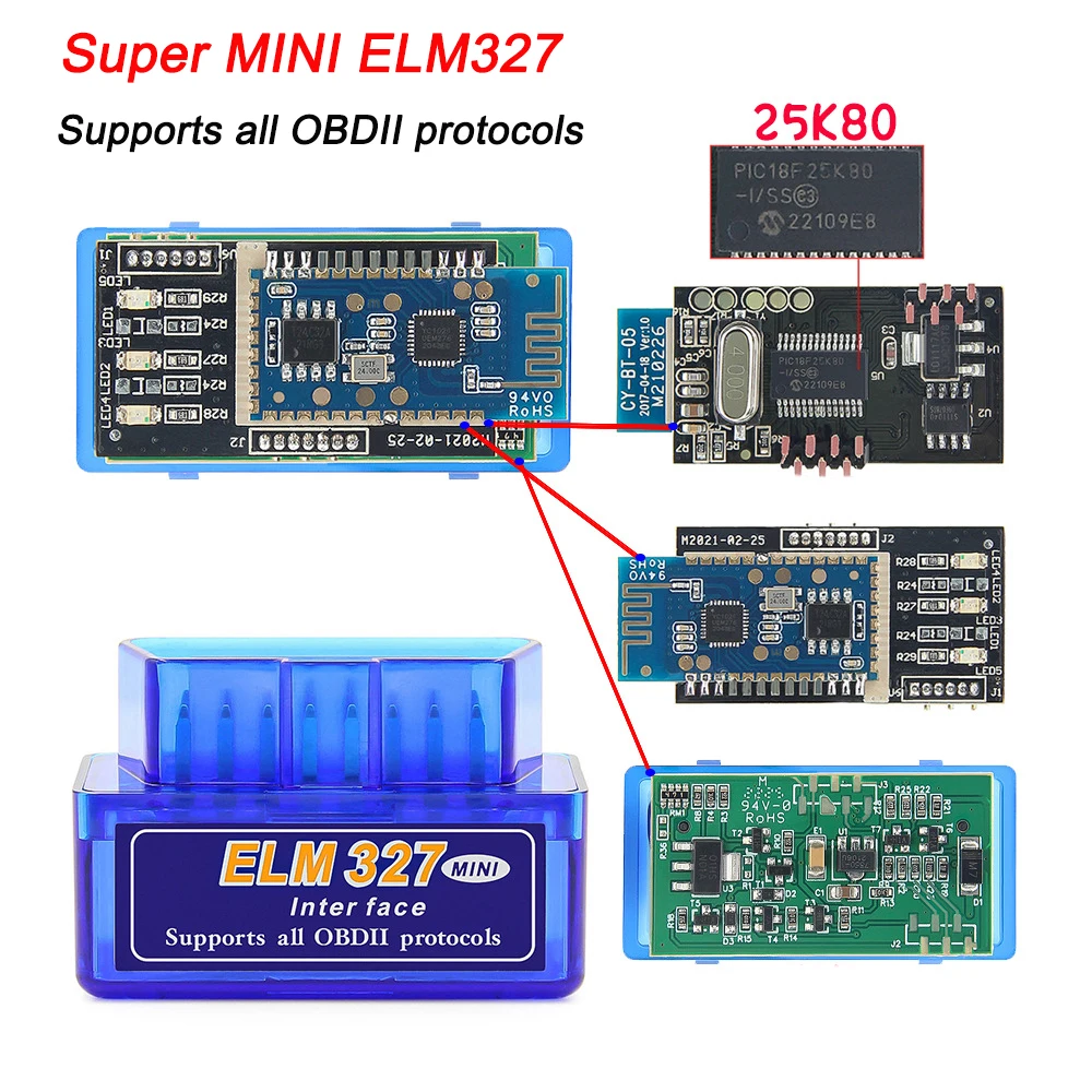 Latest V2.1 Super Mini ELM327 Blue-tooth OBD2 Scanner For Multi-brands CAN-BUS Supports All OBD2 Protocol Car Diagnostic Tools