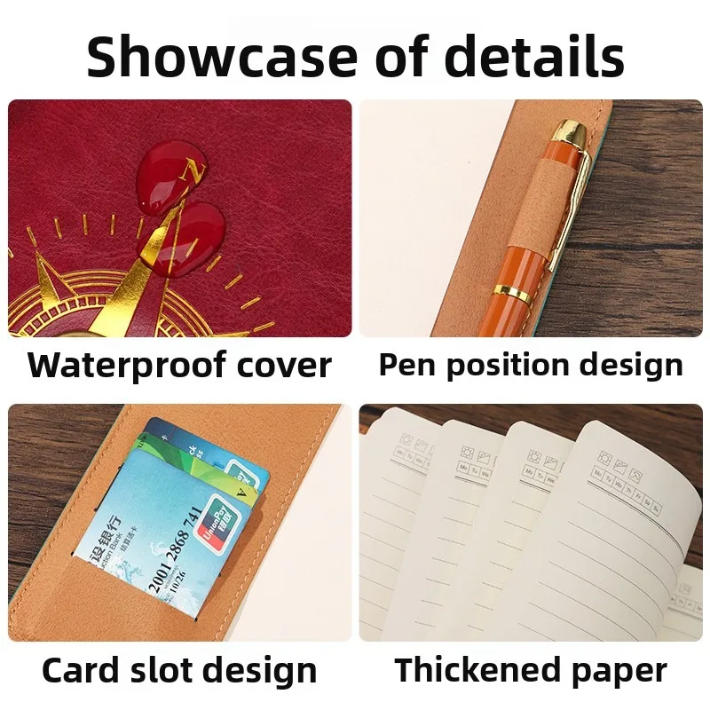 A5 Mit Schloss Tagebuch Notebook Kompass Hand Ledger Student Notizblock Schreibwaren Retro Passwort Buch – Detail 4