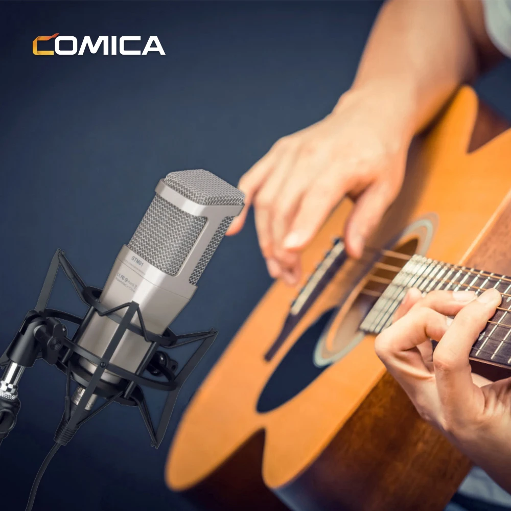 COMICA STM01 XLR Condenser Cardioid Microphone Support 24V/48V Phantom Power with 34mm Large Diaphragm