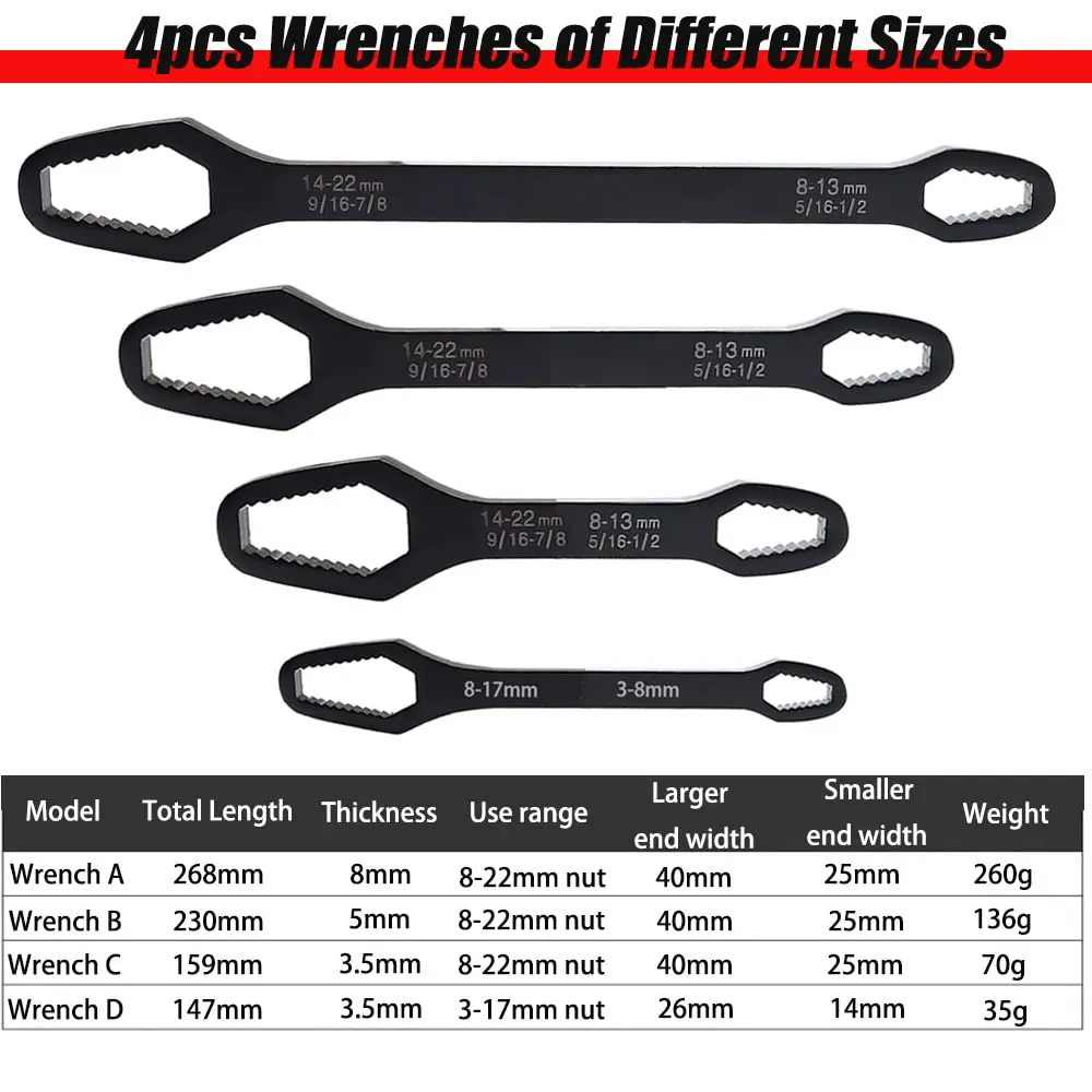 سيارة العالمي مفتاح توركس 8-22 مللي متر قابل للتعديل الذاتي تشديد وجع مجلس مزدوج الرأس توركس المفك توركس المفك أدوات يدوية جديد #4