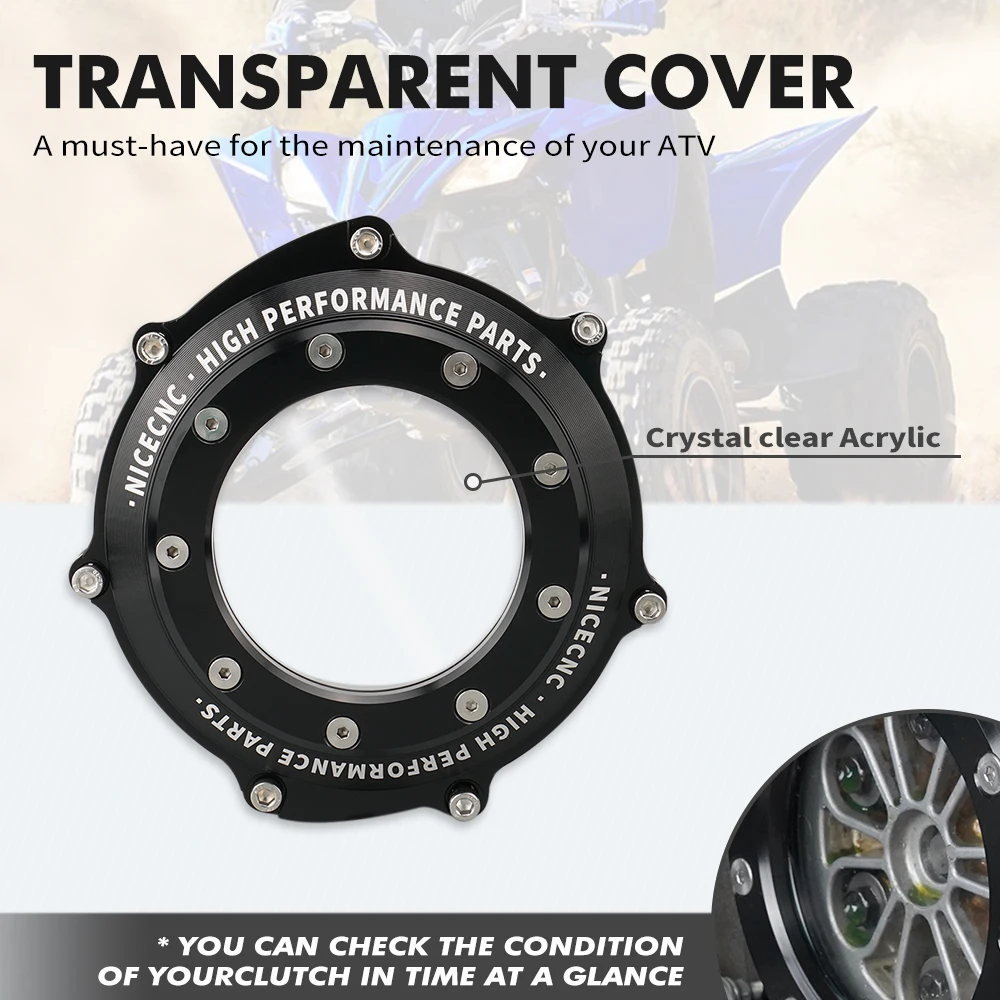 NiceCNC For YFZ450R Clear Clutch Cover Protector Guard ATV For YAMAHA YFZ450 2006-2009 YFZ450R 2009-2023 2021 YFZ 450R 450 R