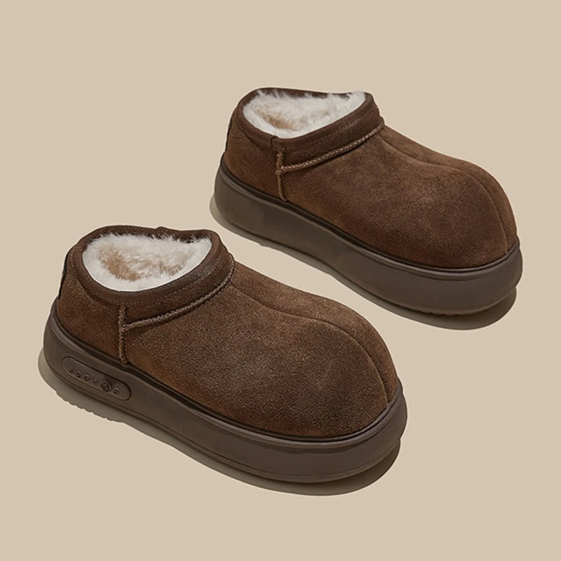 2025 Women's Snow Boots Genuine Leather Large Toe Winter Women Boots Ankle boots Plush for warmth female Cotton-Padded Shoes - Image 4