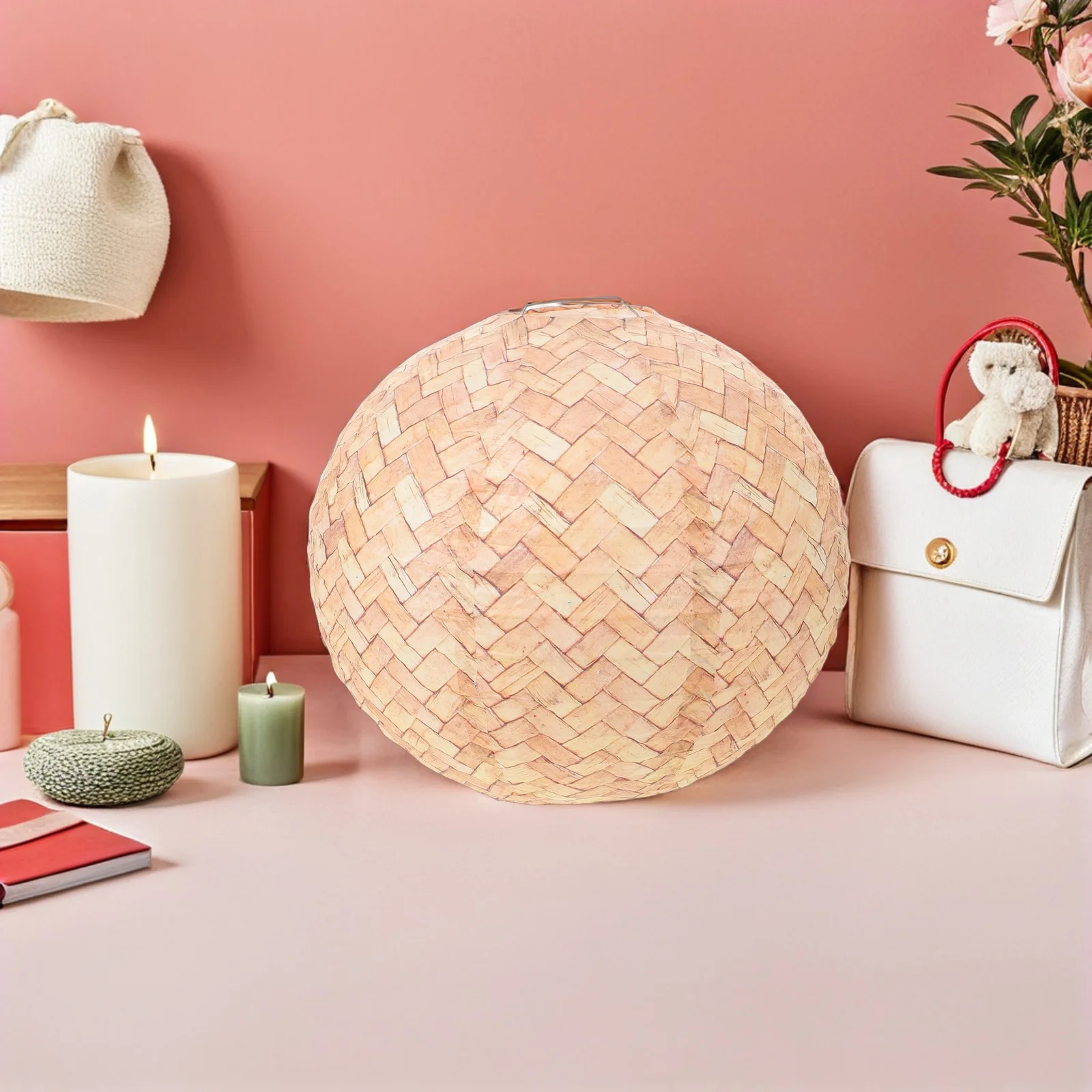 

6Pcs Bamboo Woven Paper Lanterns Rustic Farmhouse Hanging Decorative Round Pendant for Wedding Party Anniversary Indoor Outdoor