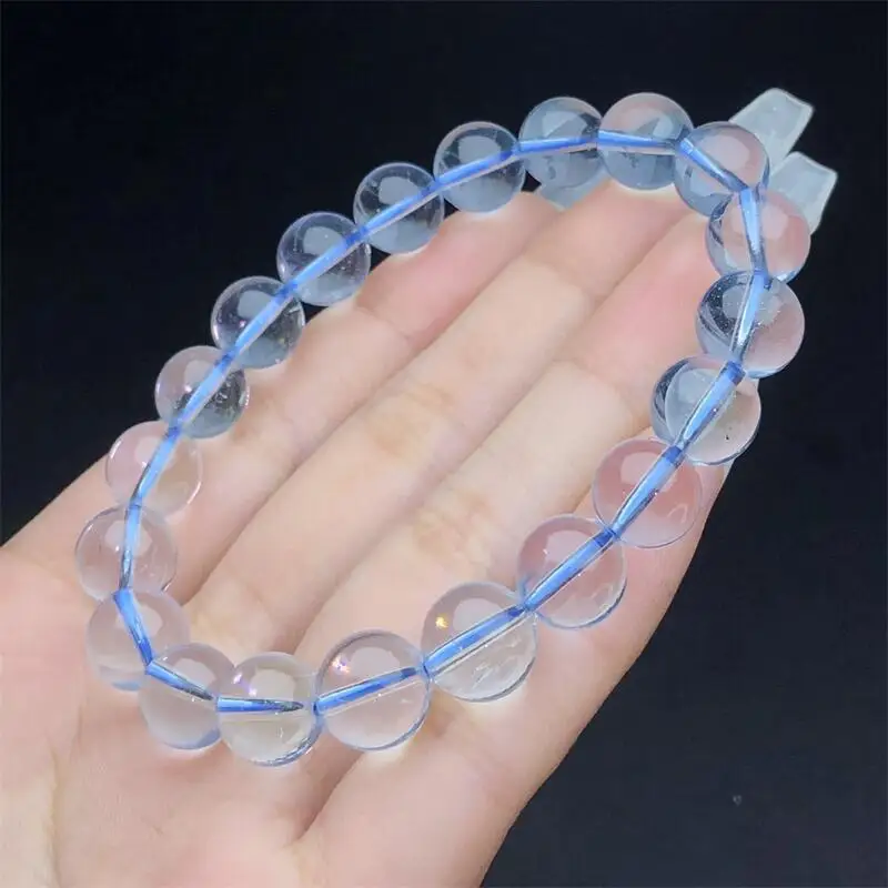 9MM Natural Blue Topaz Bracelet Fashion Reiki Gemstone Round Beads Bracelets Jewelry Couple Gift 1PCS