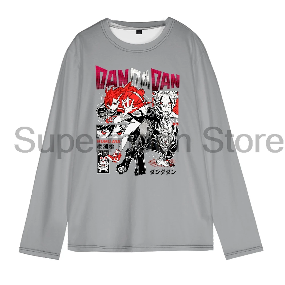 Dandadan Momo Ayase Anime Crewneck Long Sleeve T-shirt Kobiety Mężczyźni Outdoor Sportwear Harajuku Streetwear Gym Shirts