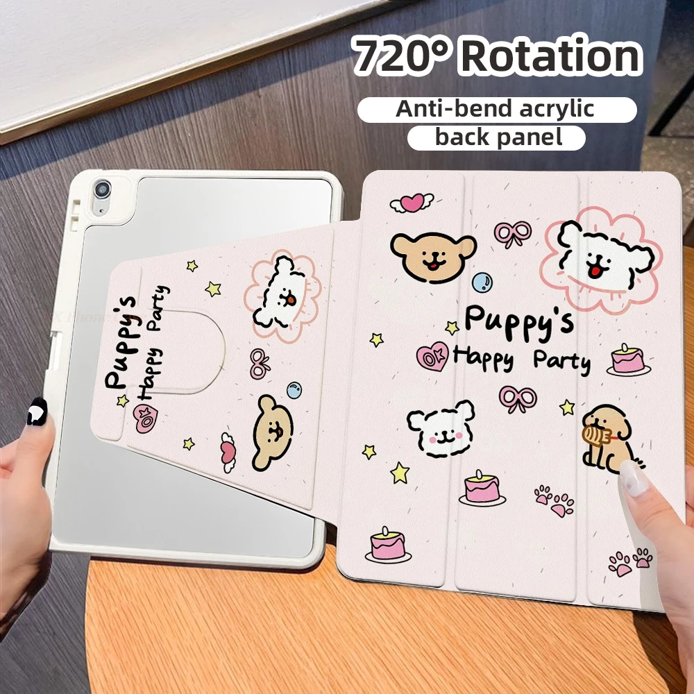 Pink Puppy Table Case For Samsung Tab S9 Plus S9 FE Plus S10 Plus A9 A11 Plus S7 Plus S8 Plus A8 S7FE S6 Lite 3 Fold Case