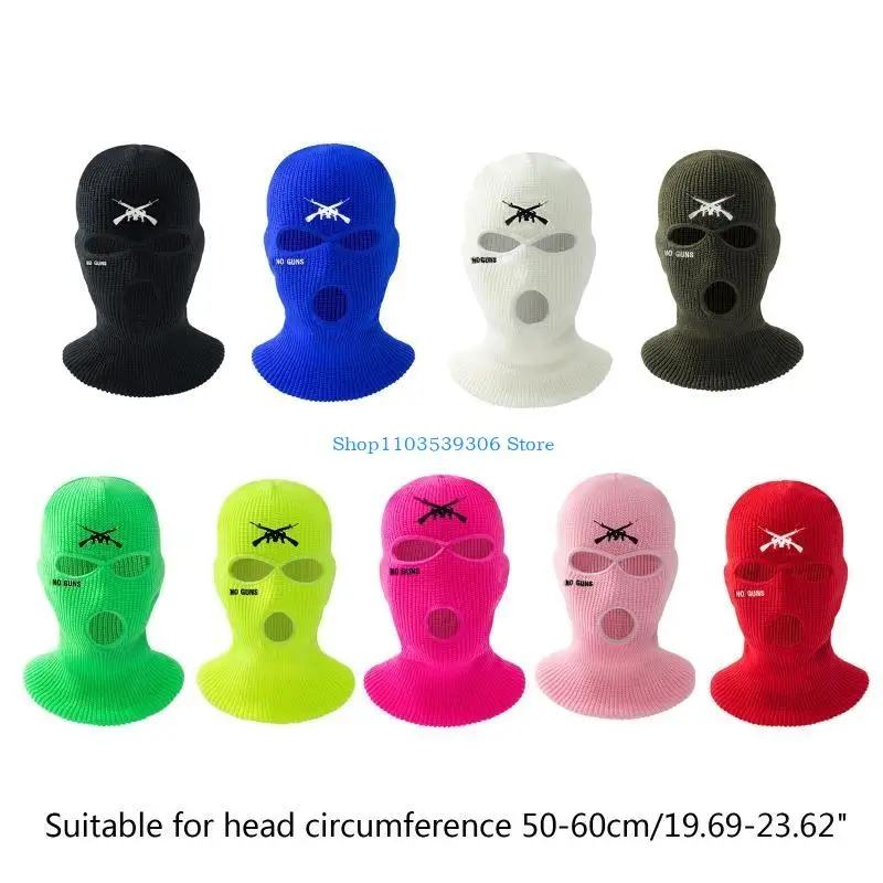 400A تأثيري العصابات القبعات ثلاثة حفرة يندبروف قناع الشتاء الدافئة على الجليد قبعة التطريز أقنعة دراجة نارية مريحة #6