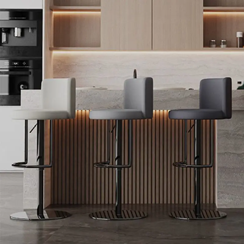 كرسي بار فاخر خفيف، رياح وابي منزلية بسيطة، شريط رفع دوار، مسند ظهر مصمم، كرسي جزيرة مقعد بار #5