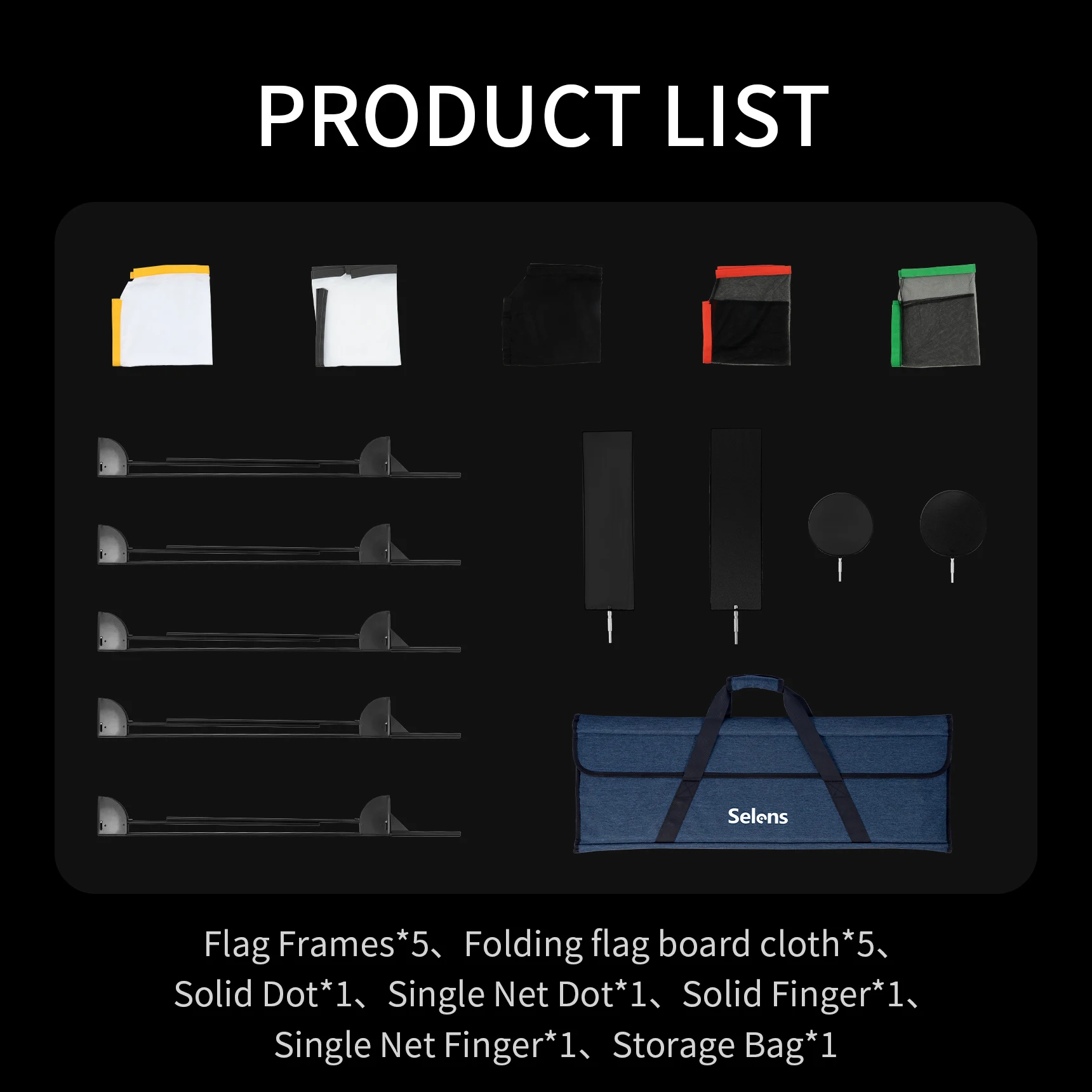 Selens طقم إطارات العلم القابل للطي 45*60/60*90 سنتيمتر مع حقيبة لوحة العلم القابلة للطي للتصوير الفوتوغرافي التحكم في الضوء/أداة تشكيل